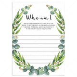 Greenery Wreath Bridal Shower Memory Game Printable by LittleSizzle