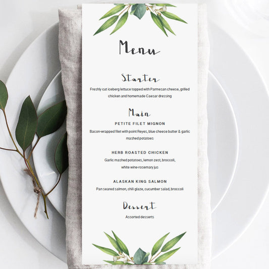 Close up of watercolor green leaves on baby shower cards by LittleSizzle