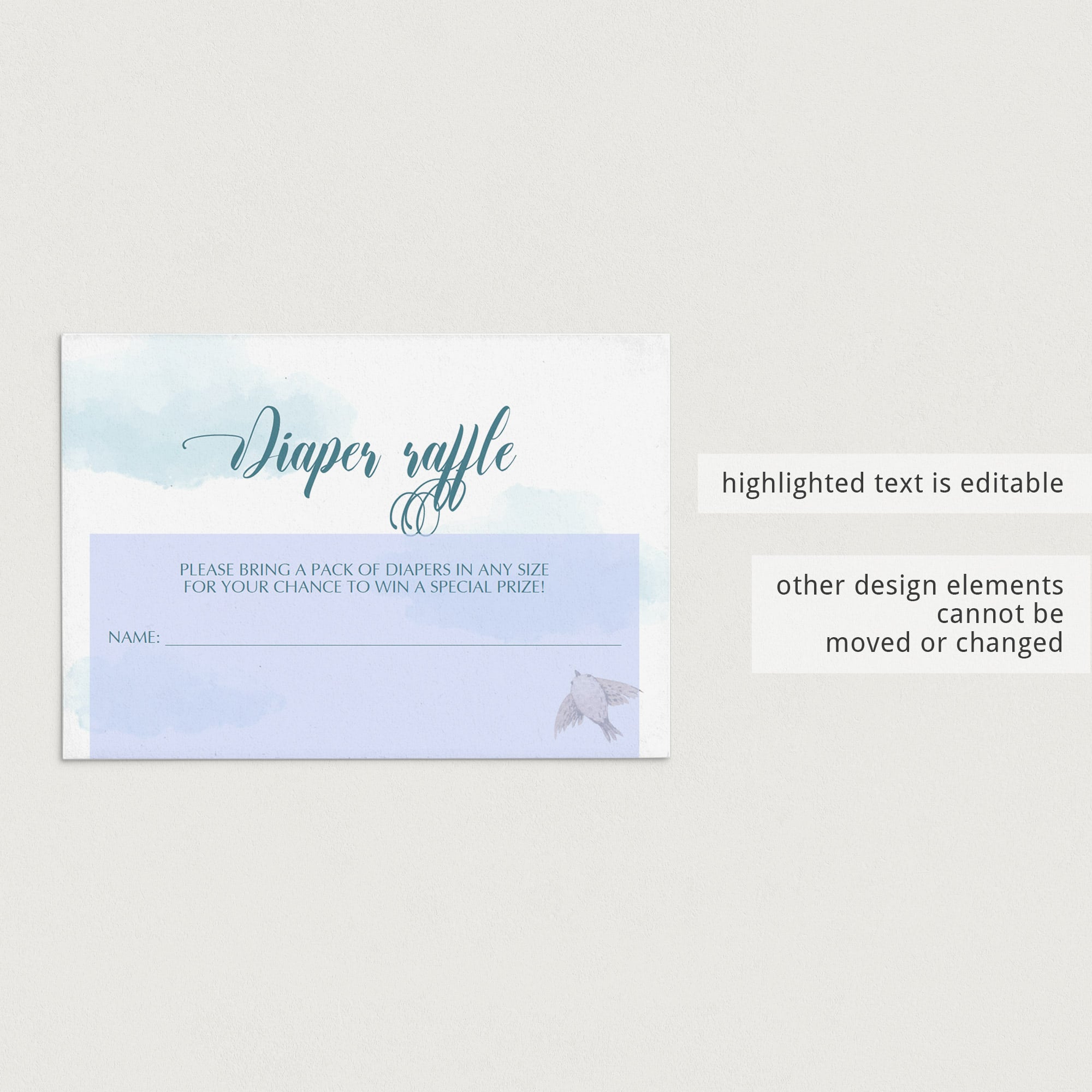 Editable cards for diaper raffle by LittleSizzle