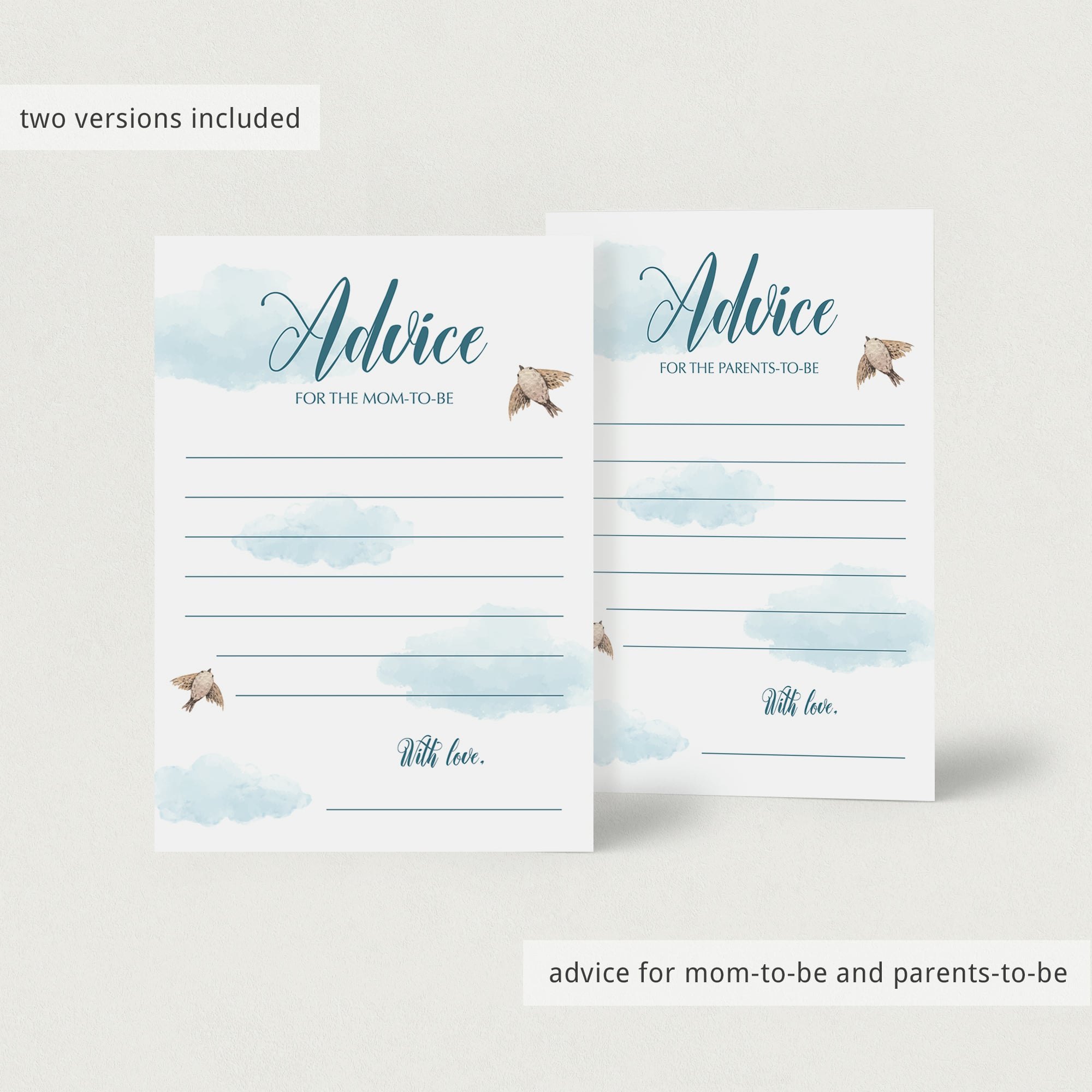 Blue cloud baby shower printables by LittleSizzle