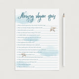 Clouds Baby Shower Nursery Rhyme Quiz Printable
