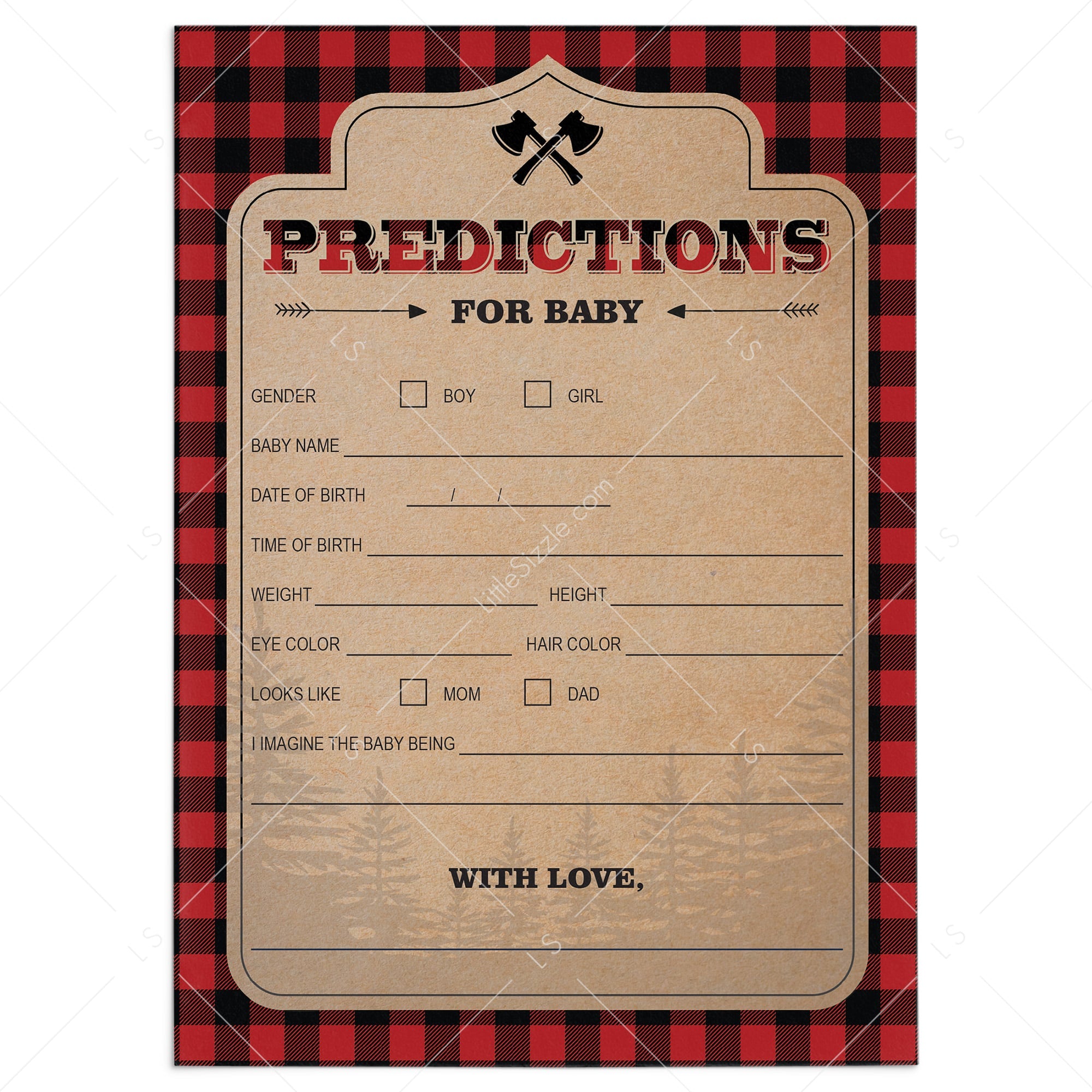 Rustic Baby shower lumberjack games printables