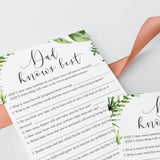 What will dad answer baby shower games printable by LittleSizzle