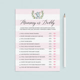 Elephant baby shower guess who mommy or daddy game printable by LittleSizzle