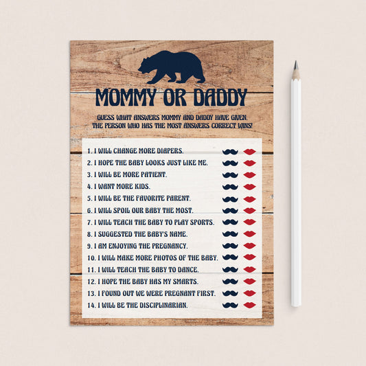 Mommy or daddy guessing game for baby shower by LittleSizzle
