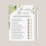 Mom and dad quiz for greenery baby shower download by LittleSizzle