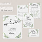 Greenery Bridal Shower Bridal Bingo Game Cards Printable