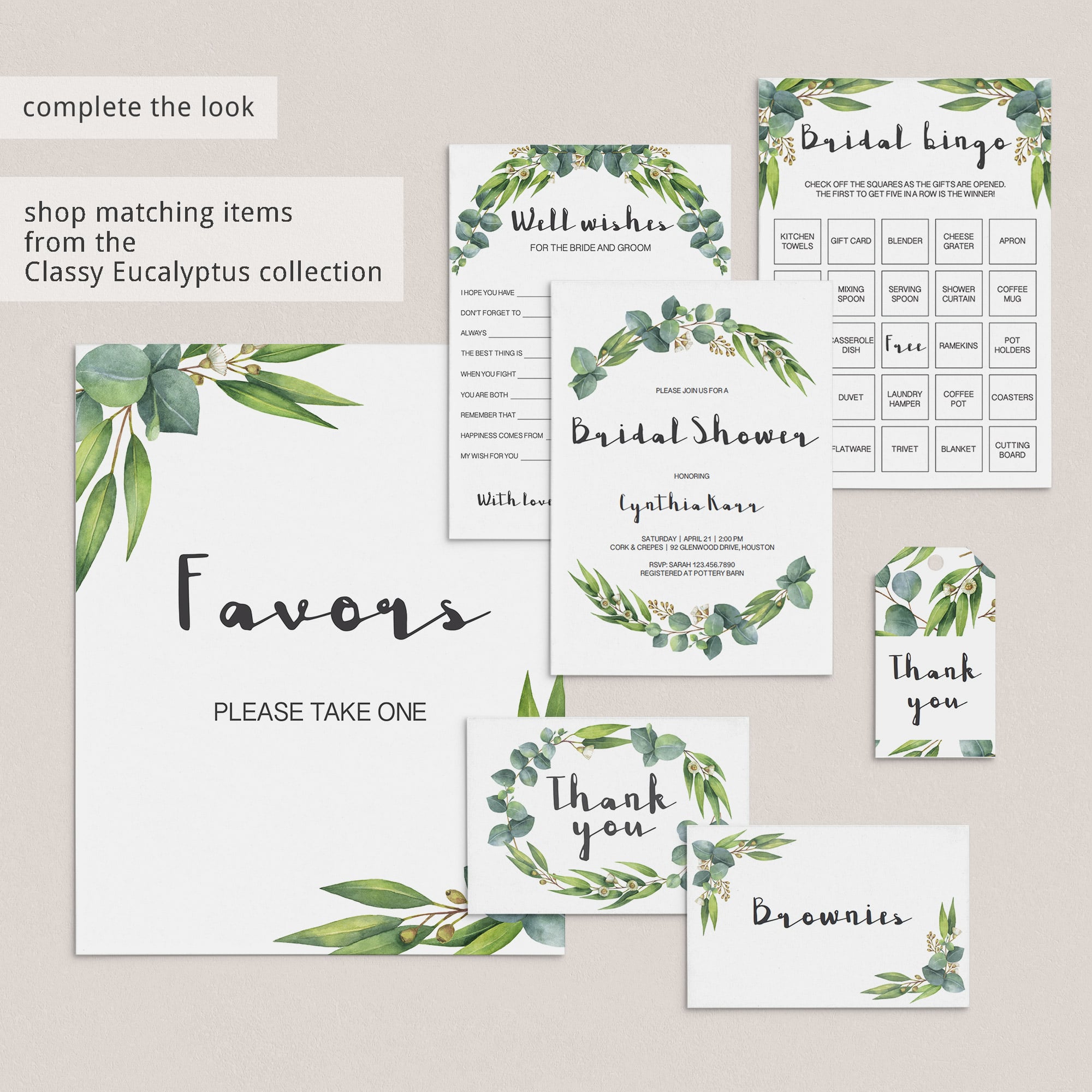 greenery bridal shower decorations to diy by LittleSizzle