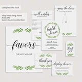 Watercolor Leaves Bridal Shower Welcome Board Template DIY