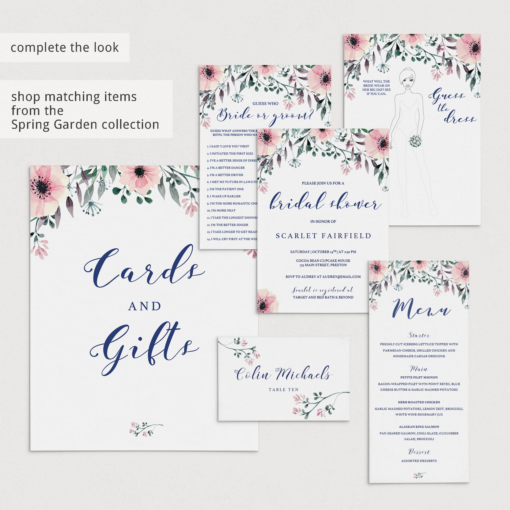 Pink floral party decorations instant download by LittleSizzle