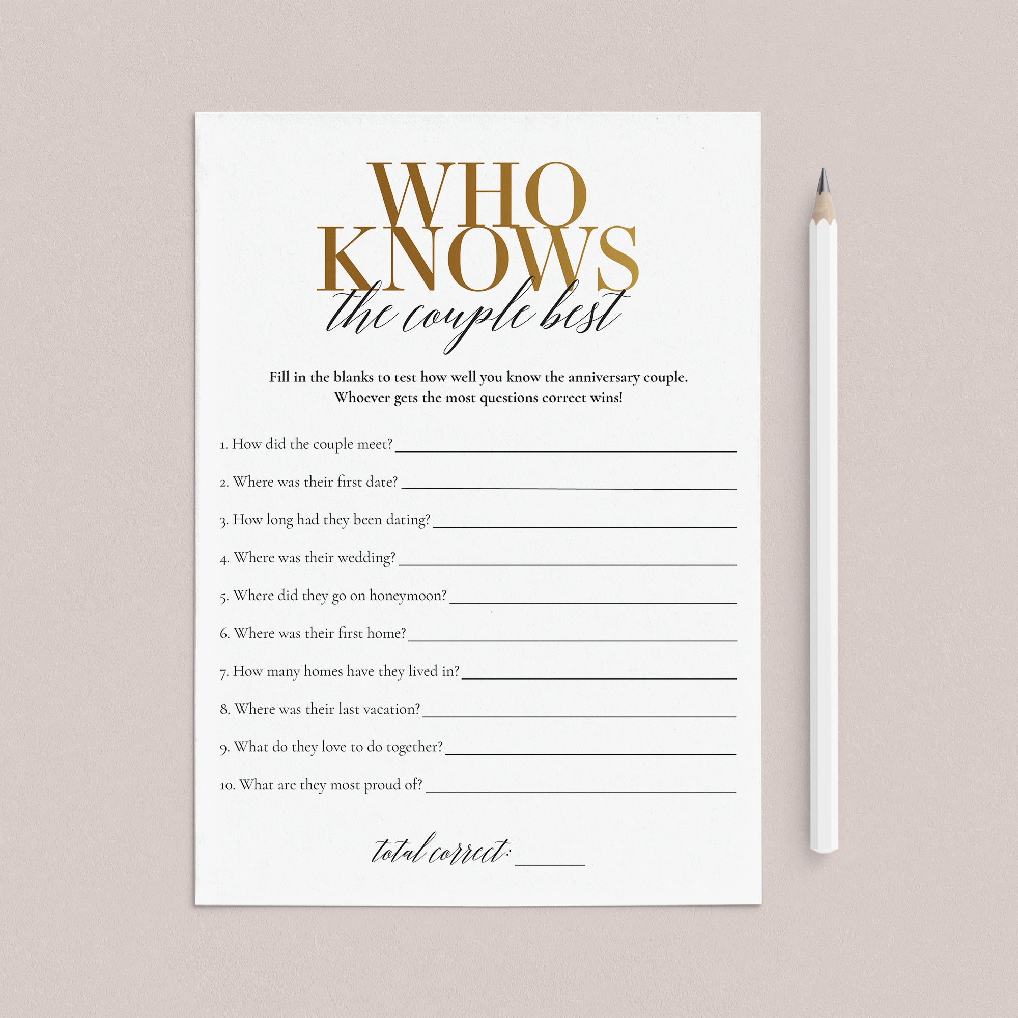 50th Anniversary Party Game Who Knows The Couple Best by LittleSizzle