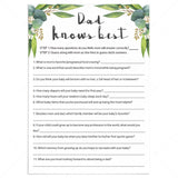 Dad knows best baby shower game instant download by LittleSizzle