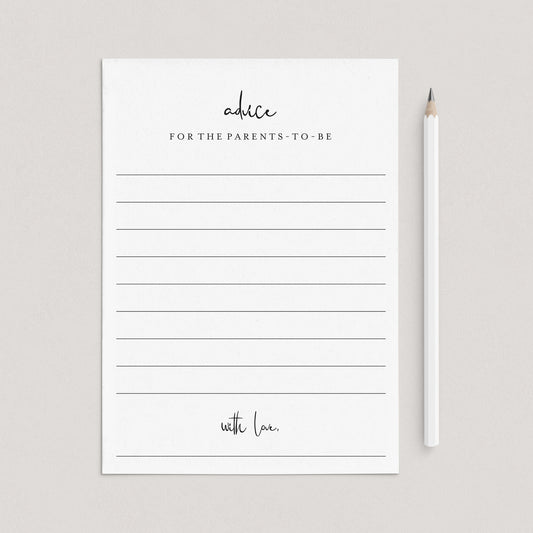 Advice For Parents To Be Cards Printable Modern Minimalist by LittleSizzle