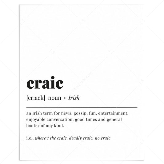 Craic Irish Definition Print Instant Download by LittleSizzle