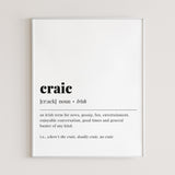 Craic Irish Definition Print Instant Download by LittleSizzle
