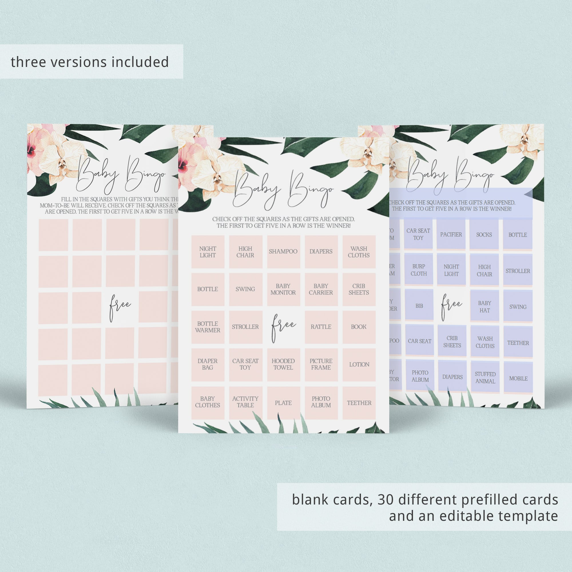 Baby bingo cards printable prefilled by LittleSizzle