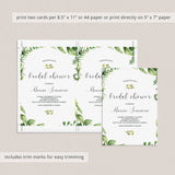 Greenery Bridal Shower Invitation Template Instant Download