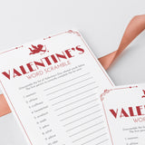 Kids Valentine's Day Game Printable Word Scramble