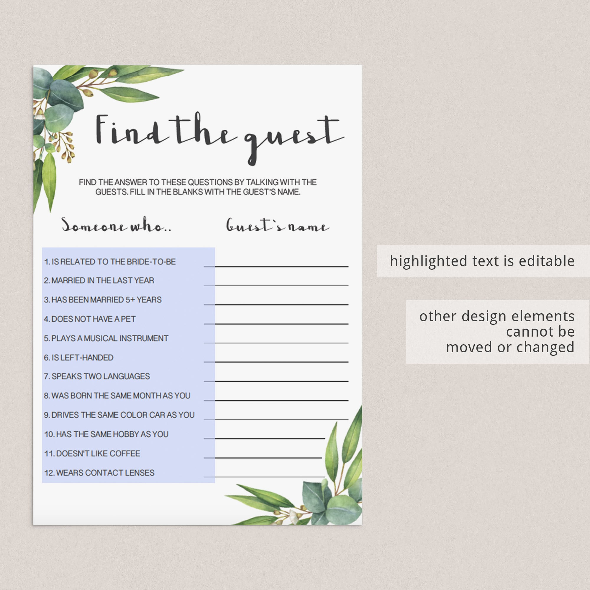 custom bridal shower games to edit and print at home