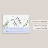 Green Baby Shower Game Editable Diaper Raffle Cards
