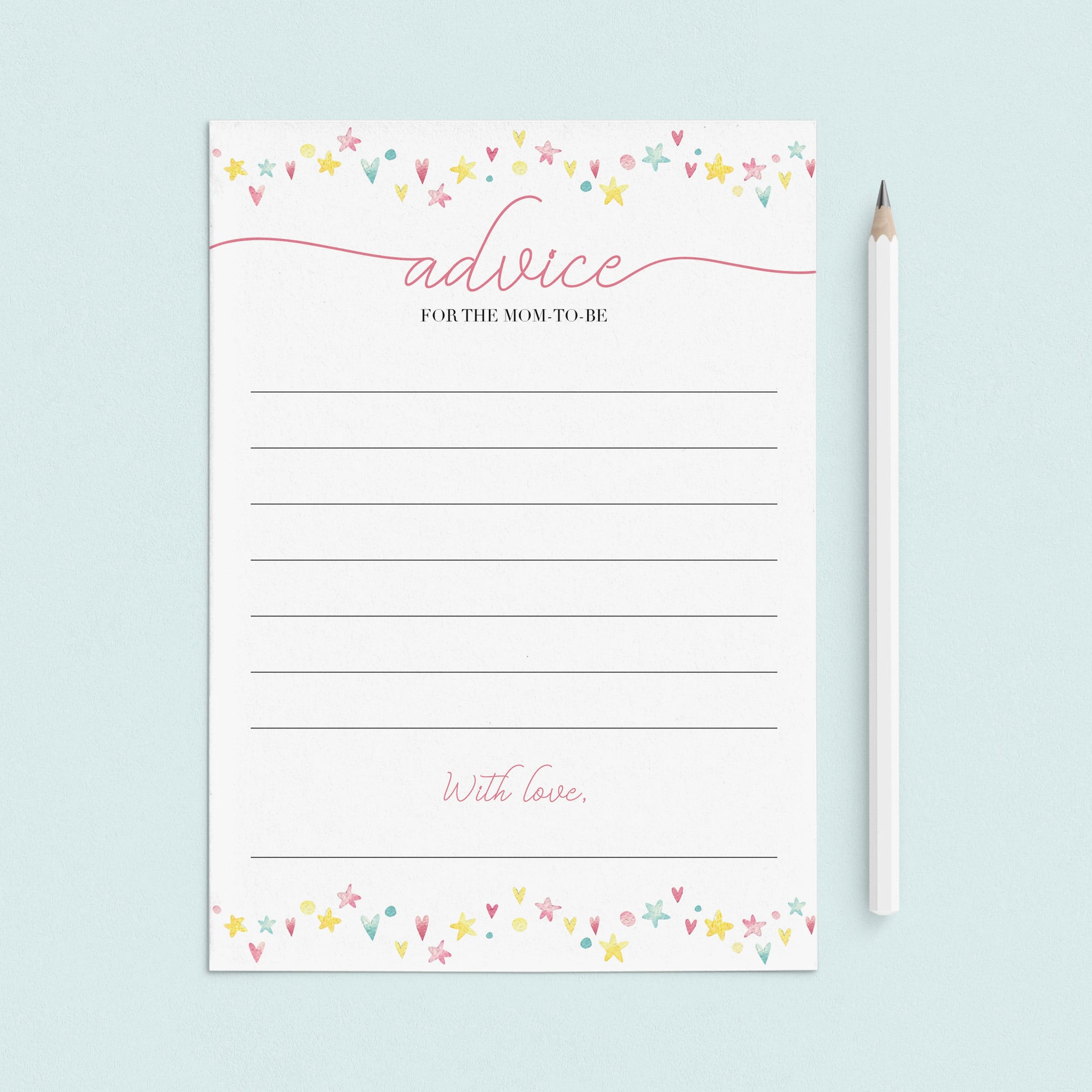 Advice for new mom printable girl baby shower by LittleSizzle