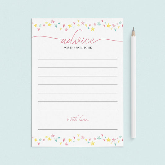 Advice for new mom printable girl baby shower by LittleSizzle