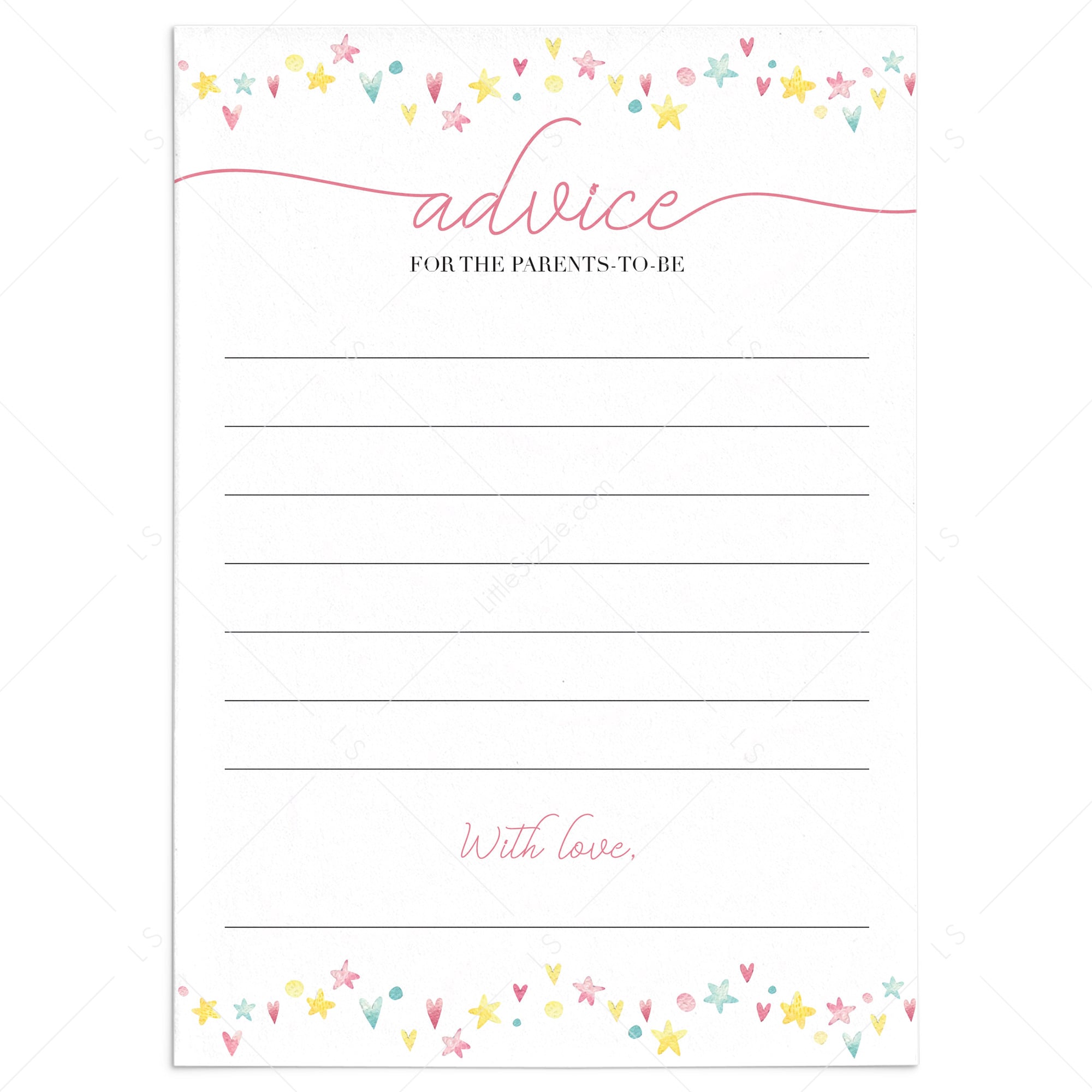 Co-ed baby shower advice for new parents printable by LittleSizzle