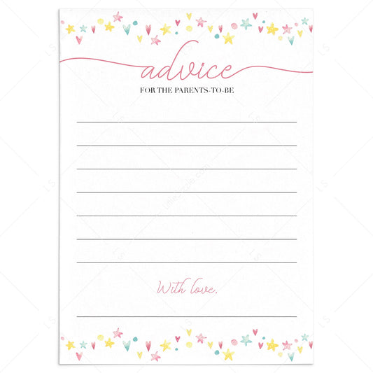 Co-ed baby shower advice for new parents printable by LittleSizzle
