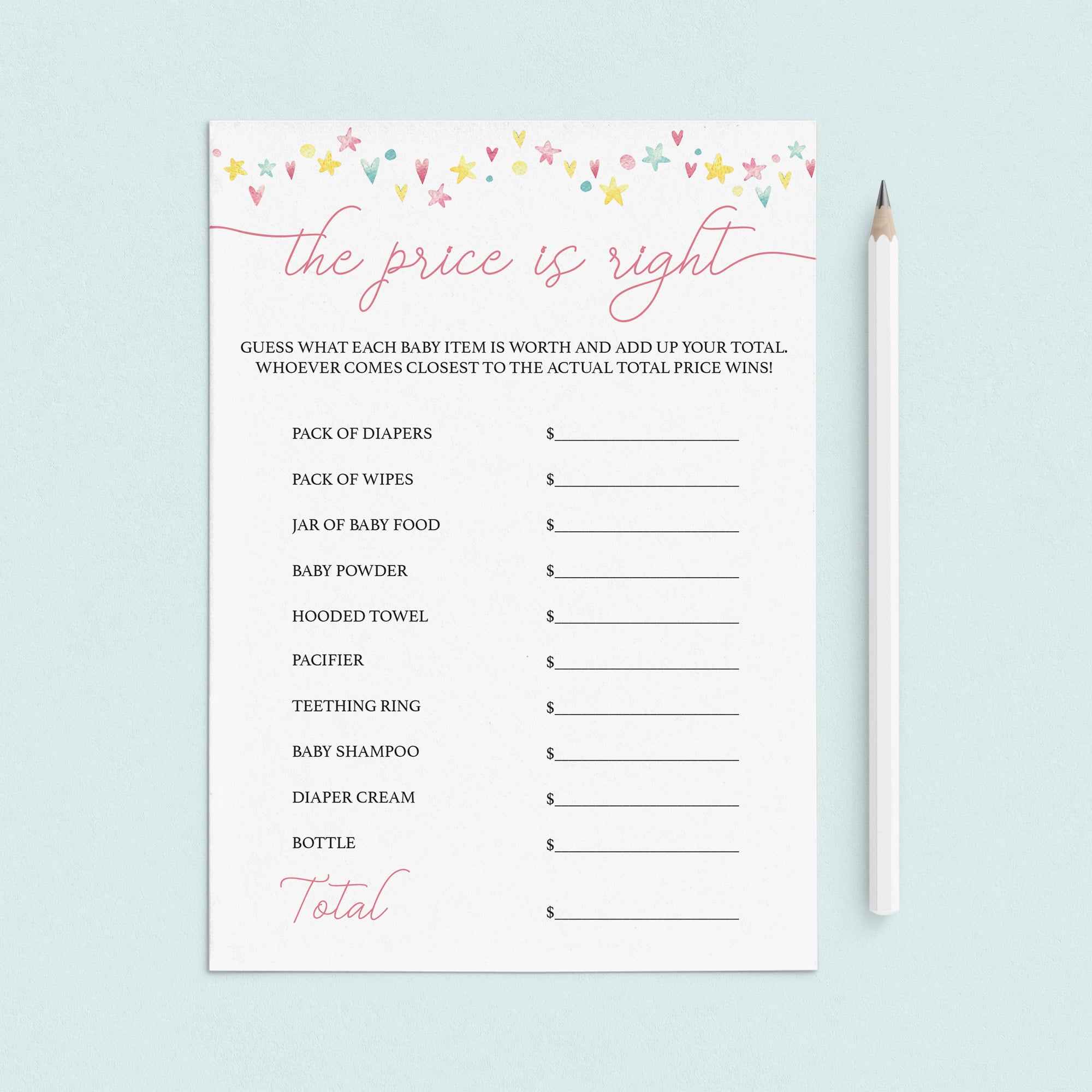 Baby girl shower game the price is right download PDF by LittleSizzle