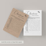 Kraft Paper Christmas Game Word Search Printable
