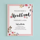 Headband station sign for floral baby shower printable by LittleSizzle