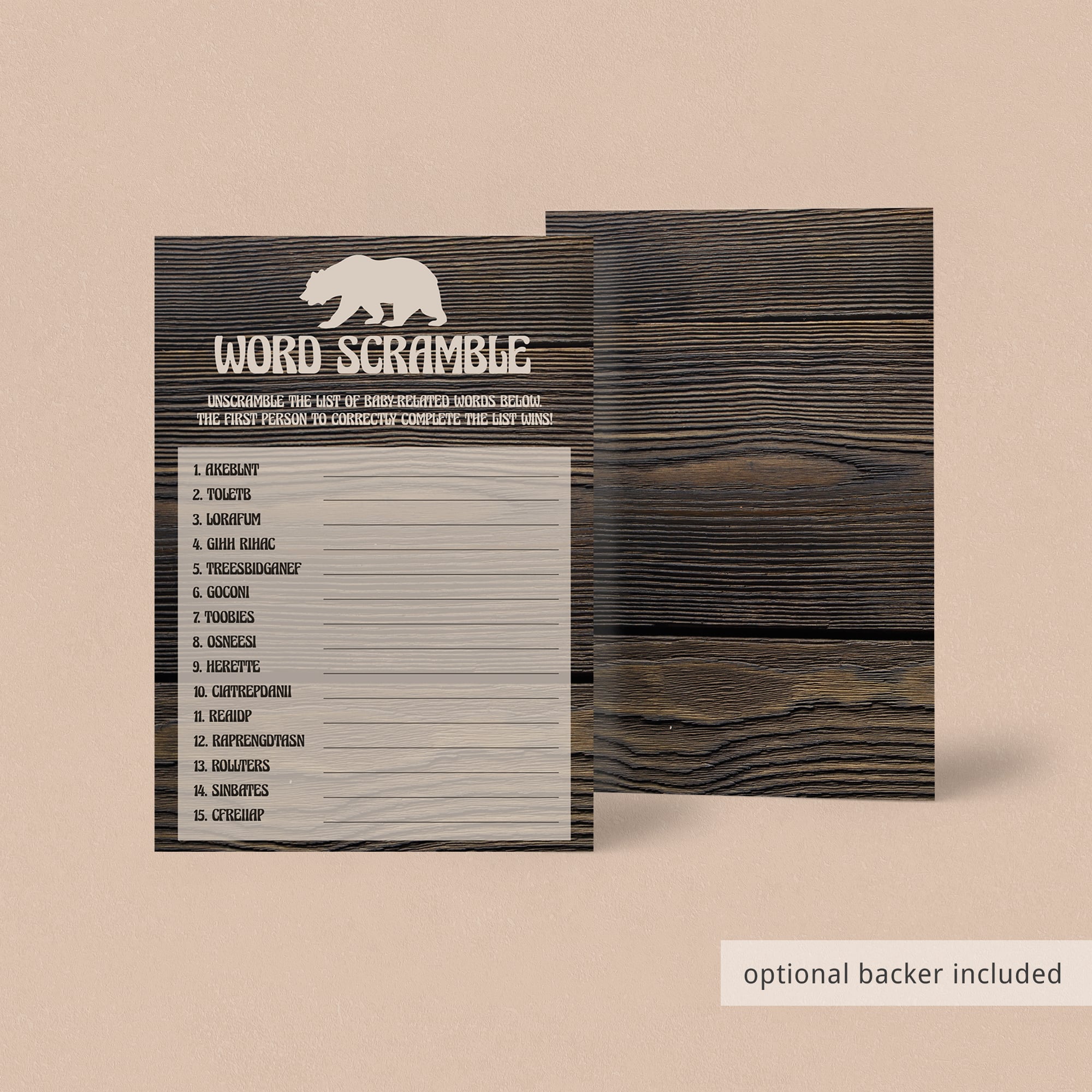 Baby shower scramble game with answer key download by LittleSizzle