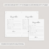 Minimalist Baby Predictions Card Printable