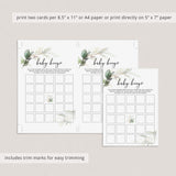 Baby Shower Bingo Cards Printable Greenery and Gold