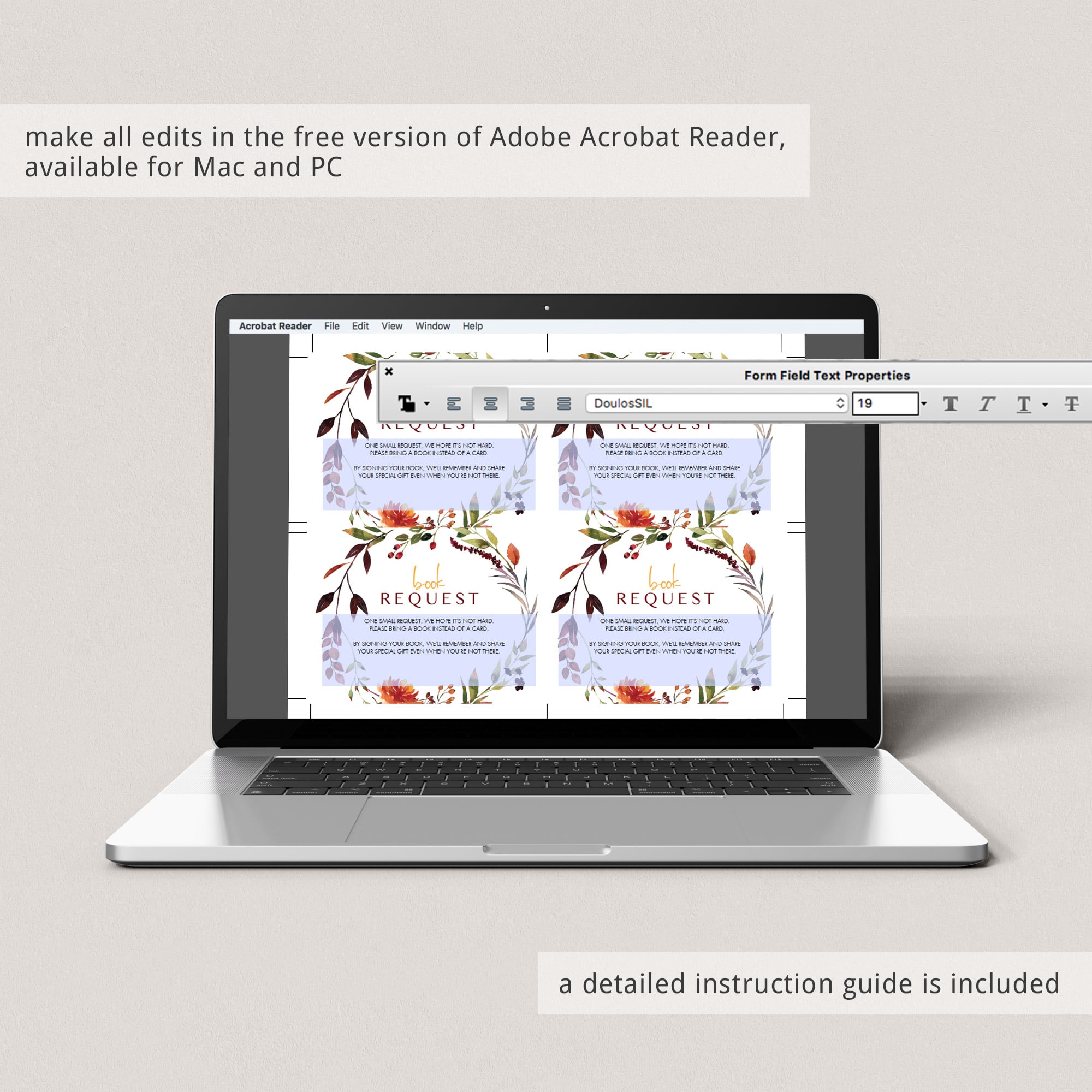 Baby shower book inserts printable floral wreath by LittleSizzle