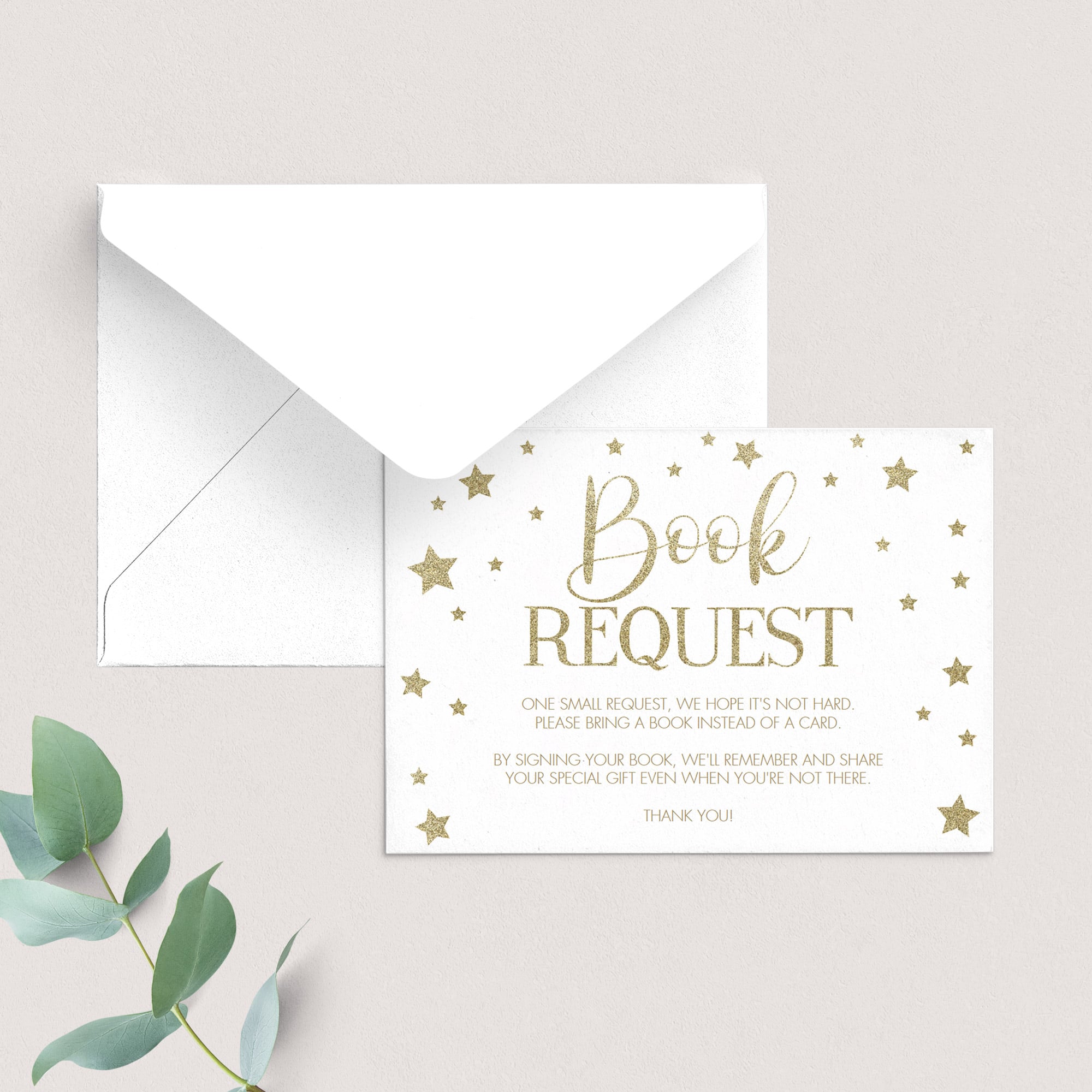 Baby book request card gold baby shower printable by LittleSizzle
