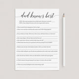 Dad knows best baby shower game template by LittleSizzle