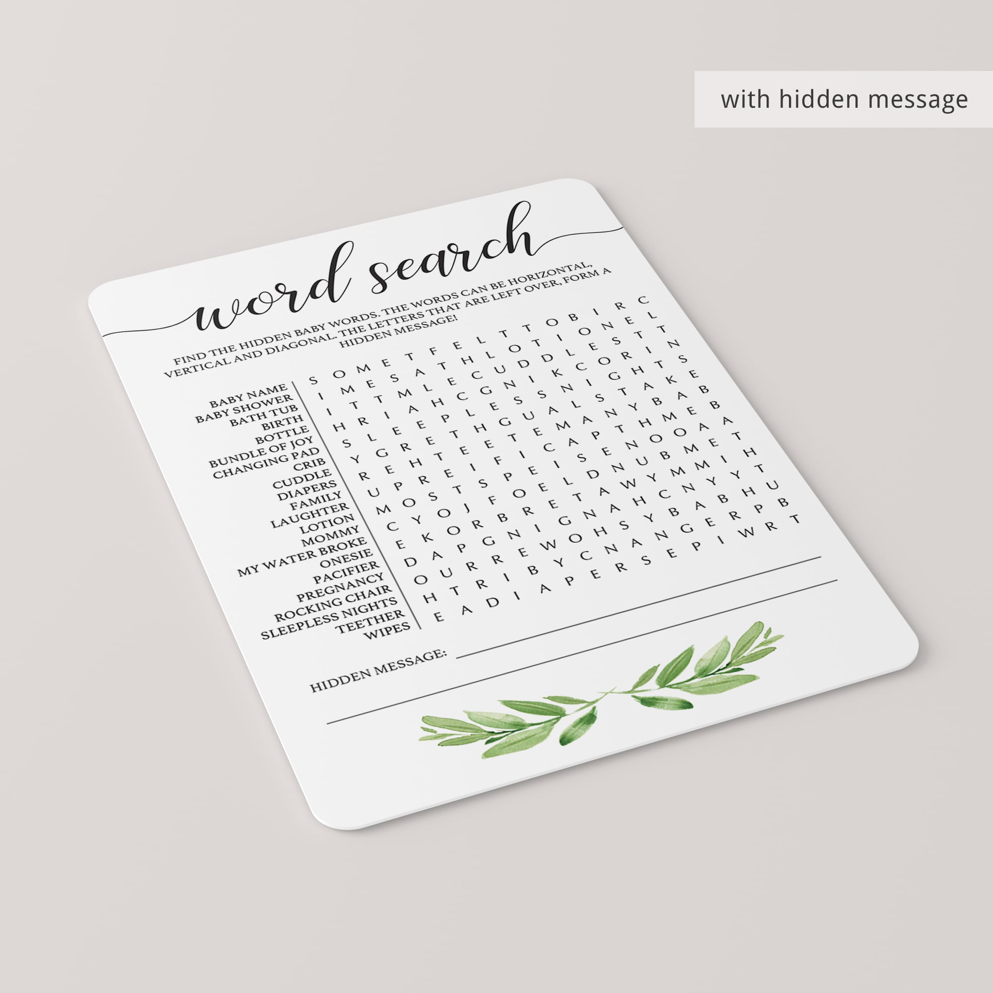 Greenary baby shower ideas instant downloadabe files by LittleSizzle