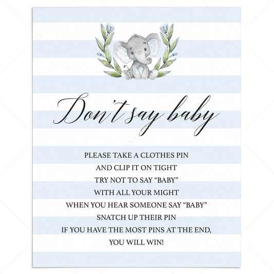 Dont say baby printable boy baby shower games by LittleSizzle