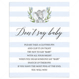 Dont say baby printable boy baby shower games by LittleSizzle