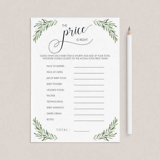Instant Download Baby Shower Game The Price Is Right by LittleSizzle