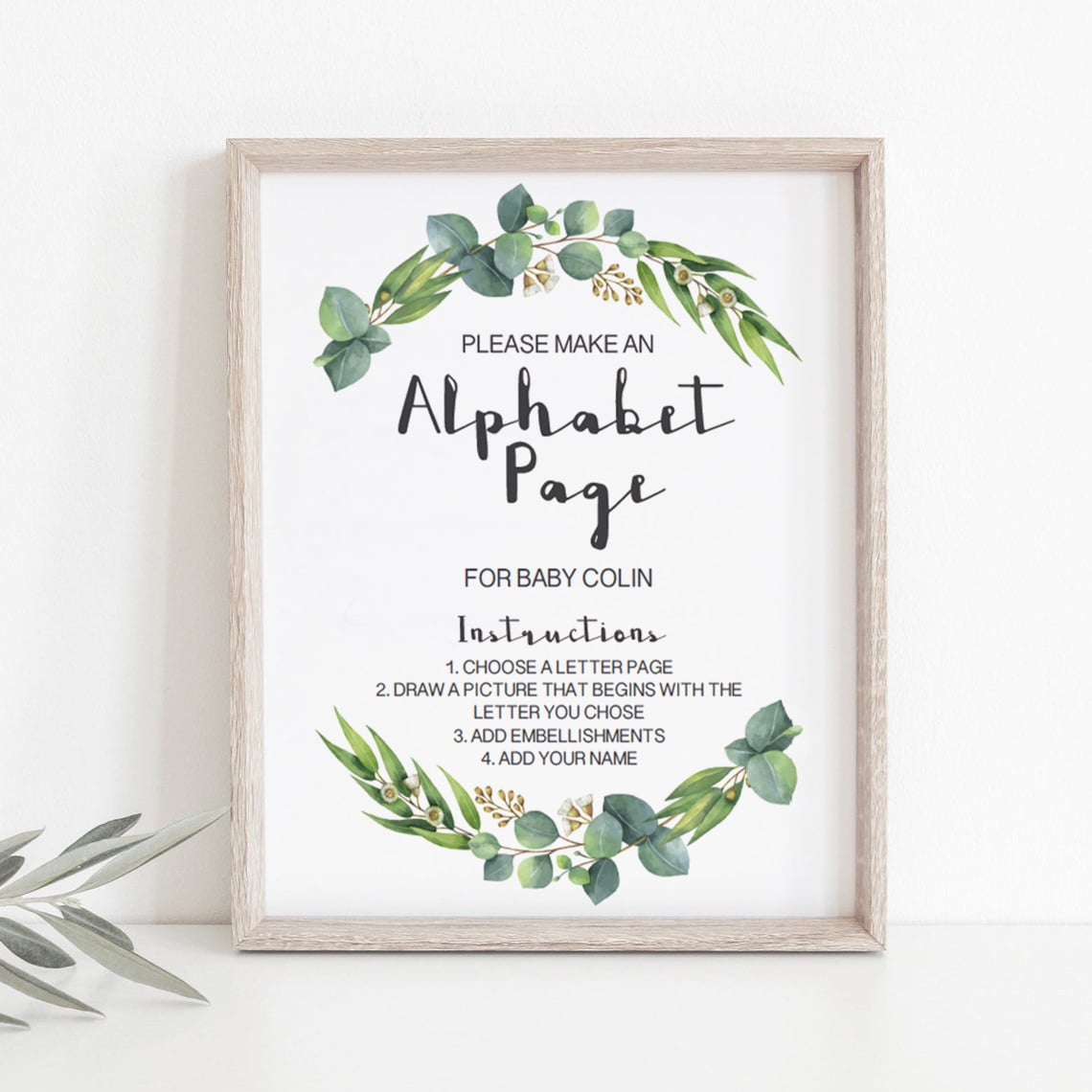 Watercolor green leaves baby shower table decor by LittleSizzle