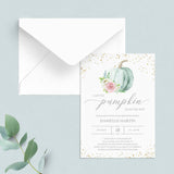 Watercolor Pumpkin Baby Shower Invitation Gender Neutral