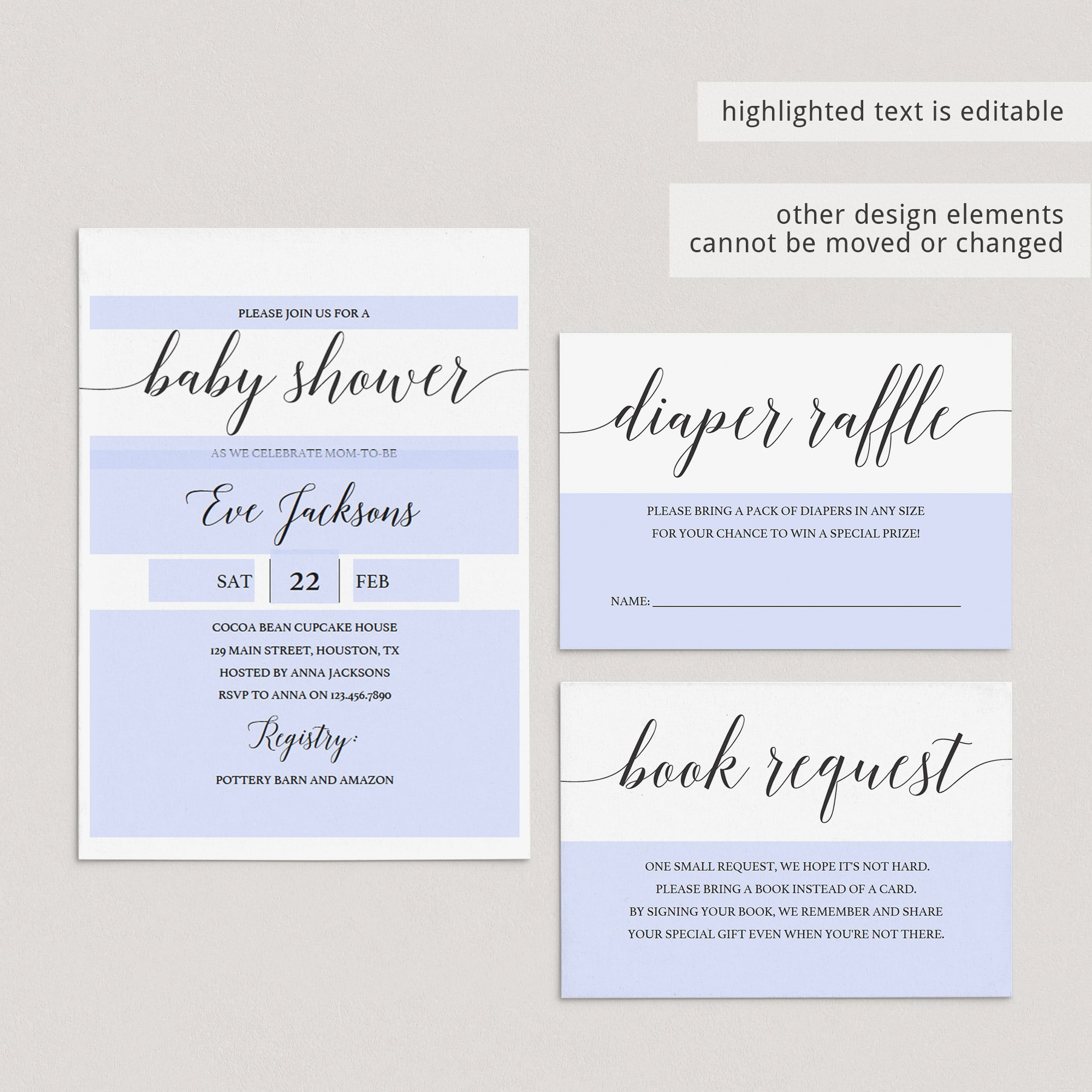 Minimal Baby Shower Invitation Suite Templates