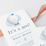 Boy Elephant Baby Shower Invitation Template Download