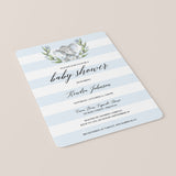 Blue Elephant Baby Shower Invitation Template