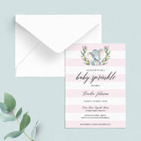 Elephant Baby Sprinkle Invitation Template for Girl