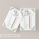 Baby Traits Game Printable for Greenery Baby Shower