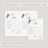 Greenery Gold Birthday Wishes Cards Printable
