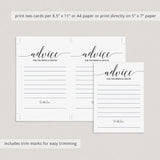 Calligraphy Wedding Advice Cards Printable